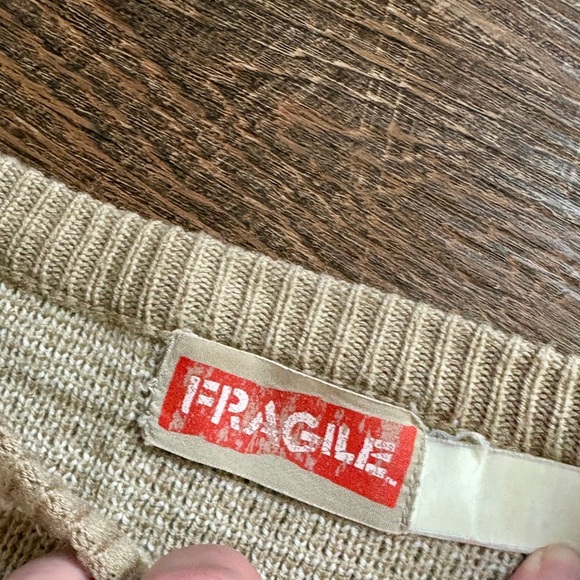 FRAGILE brand vintage 90s juniors fair isle Christmas holiday sweater Nordic EUC - Picture 7 of 12